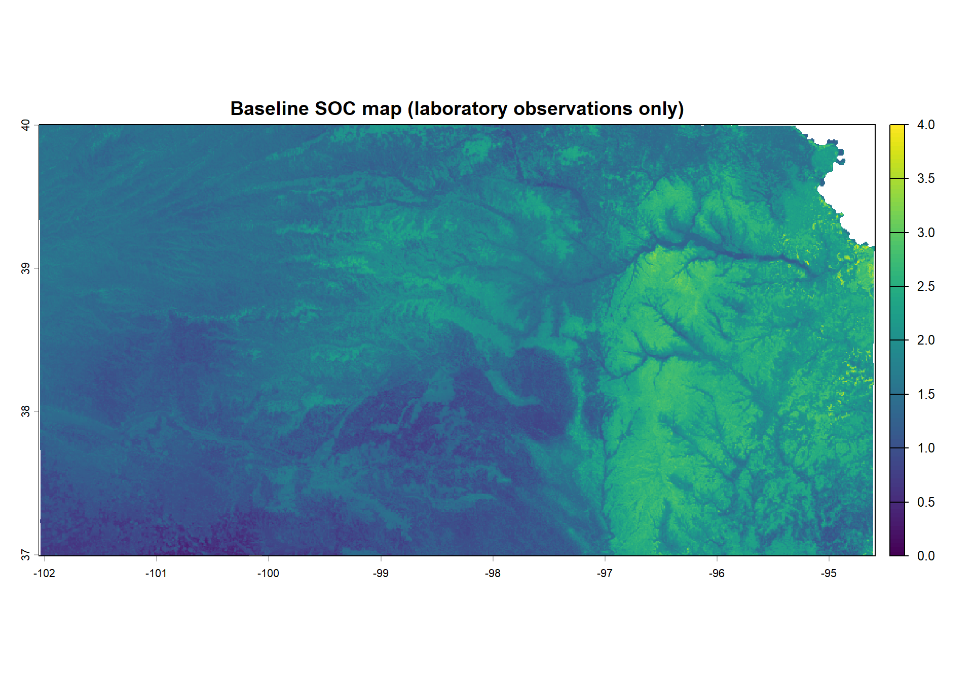 Baseline SOC map predicted using laboratory observations only.