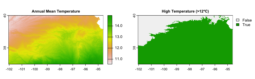 Reclassification of raster values with map algebra